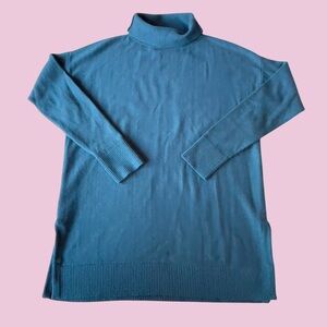 Ann Taylor turquoise green blue mock turtleneck sweater small  petite